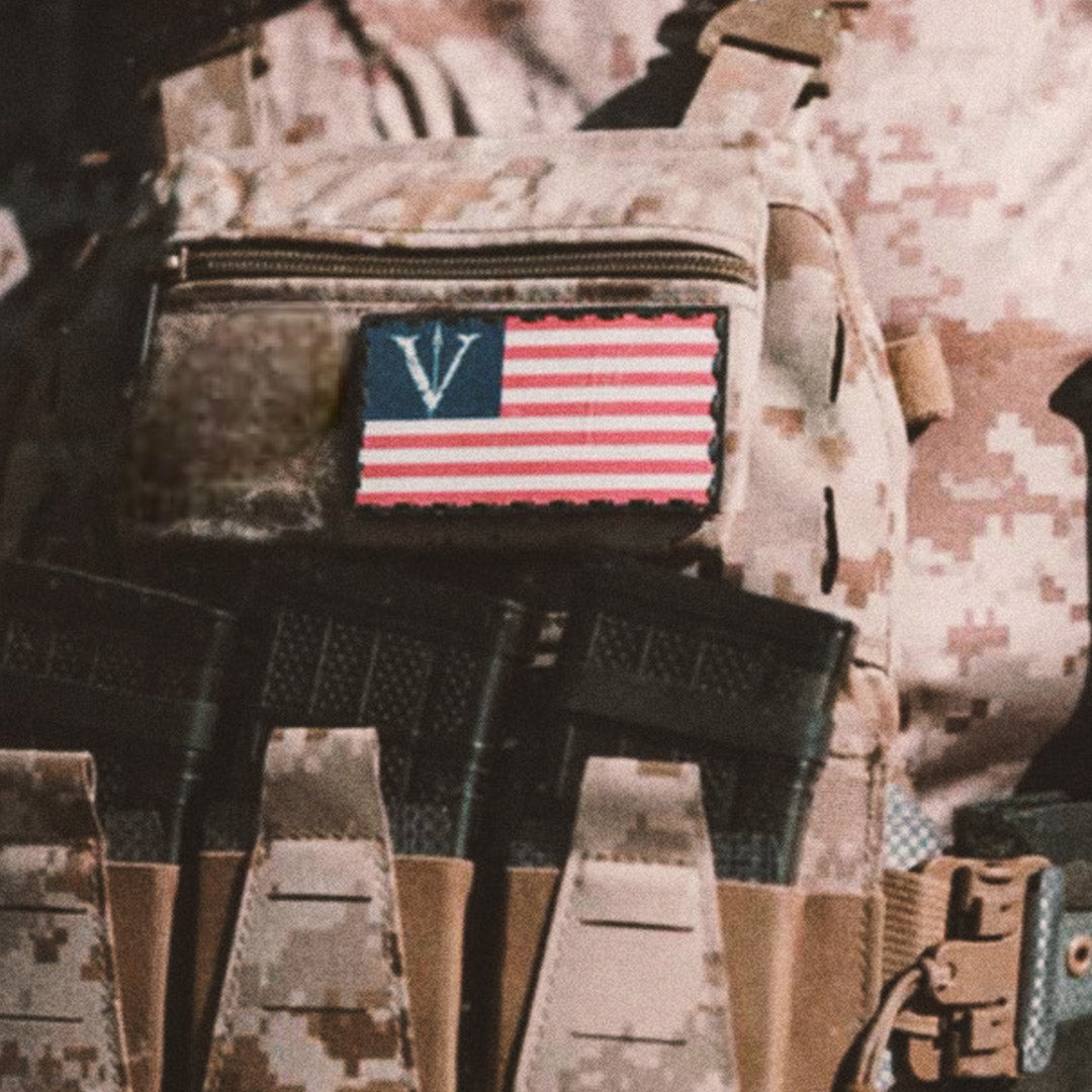 V Spear USA Flag Printed Leather Patch